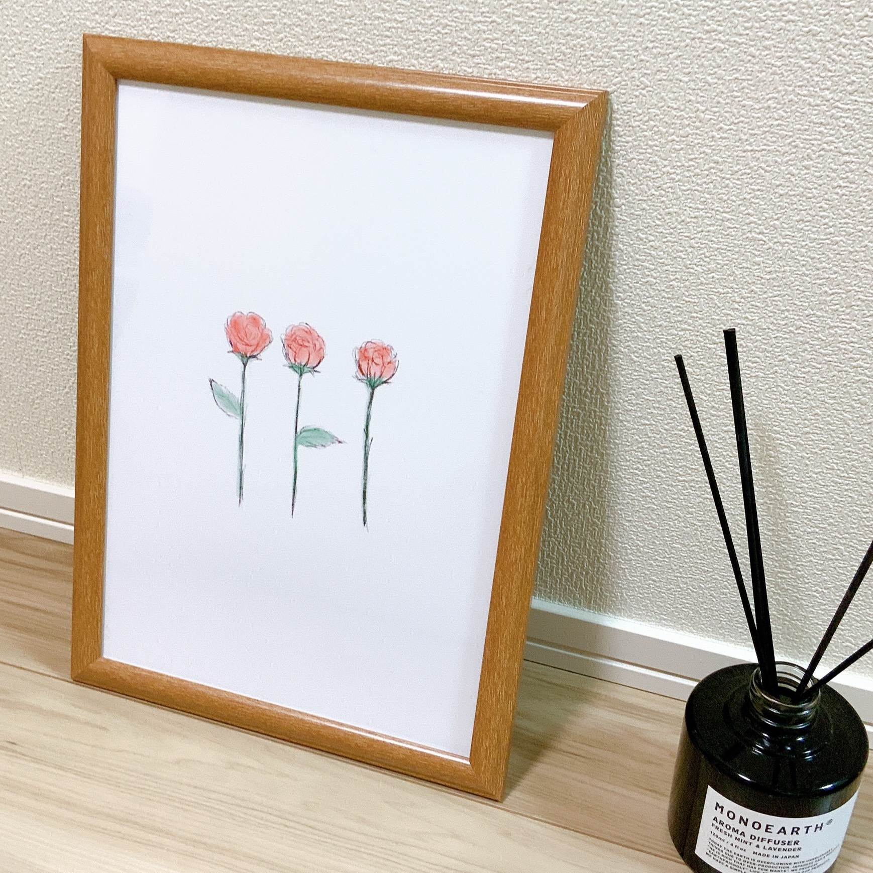 絵画　薔薇　インテリア　イラスト