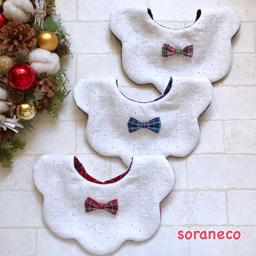 おめかしスタイ(生成 黒チェックリボン)No．59-800 おめかしスタイ