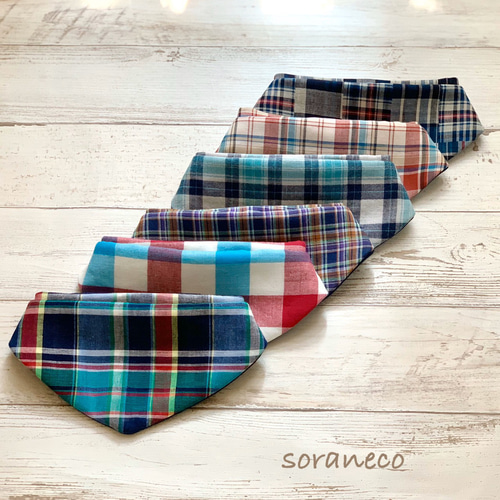 いろいろチェック×デニムプリントのバンダナスタイ☆再販8 スタイ  