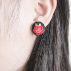 玫瑰花 手工刺繡耳環 第3張的照片