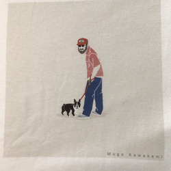 犬とおじさんTシャツ(男女兼用) 2枚目の画像