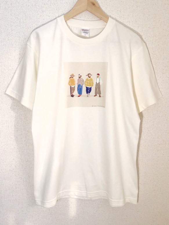 おじさん4人Tシャツ (男女兼用) 1枚目の画像