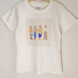 おじさん4人Tシャツ(キッズサイズ) 1枚目の画像