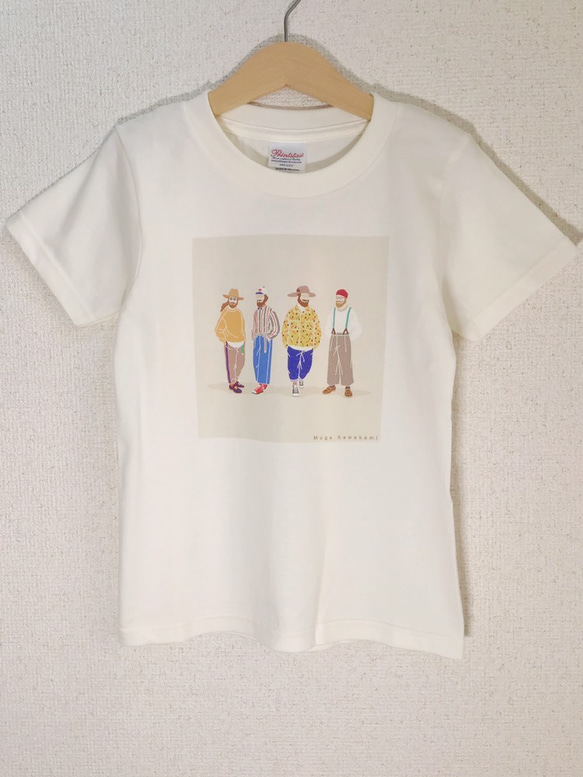 おじさん4人Tシャツ(キッズサイズ) 1枚目の画像