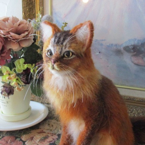 羊毛フェルト かわいいソマリ 猫 ネコ ハンドメイド 羊毛フェルト