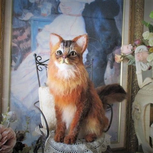 羊毛フェルト かわいいソマリ 猫 ネコ ハンドメイド 羊毛フェルト