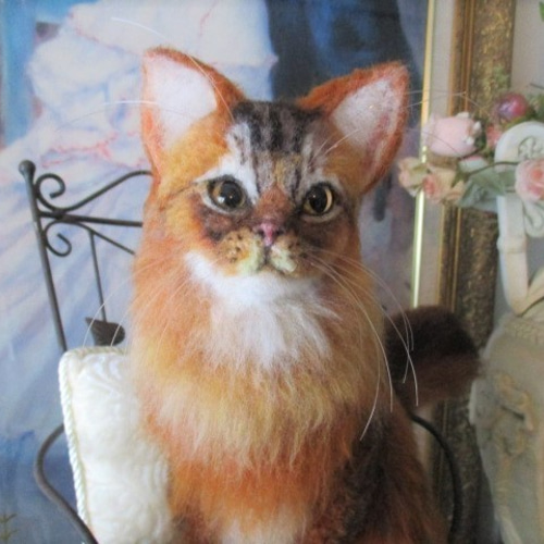 羊毛フェルト かわいいソマリ 猫 ネコ ハンドメイド 羊毛フェルト