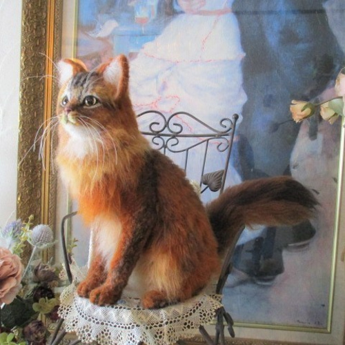 羊毛フェルト かわいいソマリ 猫 ネコ ハンドメイド 羊毛