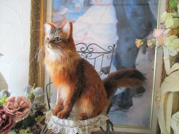 羊毛フェルト かわいいソマリ 猫 ネコ ハンドメイド 羊毛フェルト