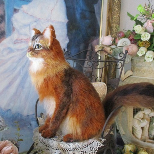 羊毛フェルト かわいいソマリ 猫 ネコ ハンドメイド 羊毛フェルト