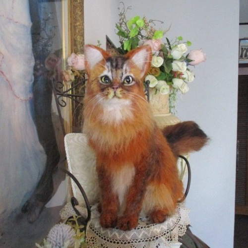 羊毛フェルト かわいいソマリ 猫 ネコ ハンドメイド 羊毛フェルト