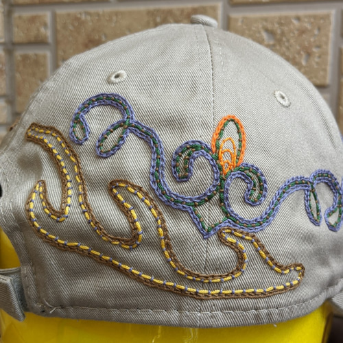 リメイク帽子 デニムキャップ 刺繍 （カーキ②） キャップ ku