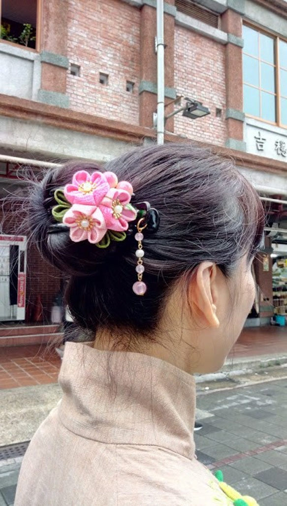 3小梅|玉石|果子|抓夾/盤髮/つまみ細工/日式布花/縮緬布/和服配飾 第2張的照片