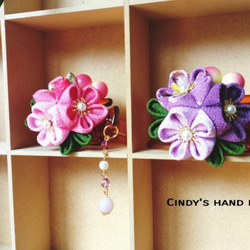 3小梅|玉石|果子|抓夾/盤髮/つまみ細工/日式布花/縮緬布/和服配飾 第1張的照片