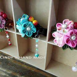 3小梅|玉石|果子|抓夾/盤髮/つまみ細工/日式布花/縮緬布/和服配飾 第3張的照片