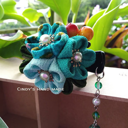 3小梅|玉石|果子|抓夾/盤髮/つまみ細工/日式布花/縮緬布/和服配飾 第5張的照片