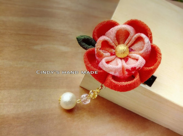 重梅|皺珠|邊夾/っまみ細工/縮緬布/日式布花/和服配件 第1張的照片