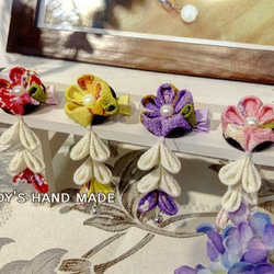 和風小花入門|邊夾/っまみ細工/縮緬布/日式布花/和服配件 第3張的照片