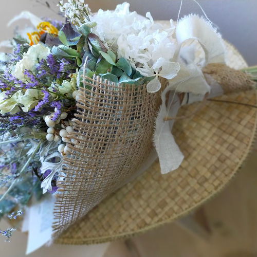 ももさく＆秋色紫陽花と白系ブルー系紫系小花リース＆スワッグセット w02]秋色紫陽花のリース | alaindeco