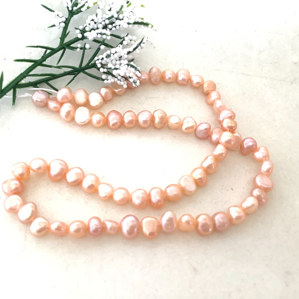 天然淡水パール バロック サーモンピンク 約66粒 パール 8/10～20休み