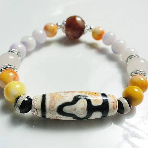 老鉱白地 菩提天珠＆如意天珠【開光天珠】 ブレスレット 販売は終了  