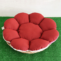 ★籐編籃子床★配以復古面料製成的花墊[寵物床] 第3張的照片