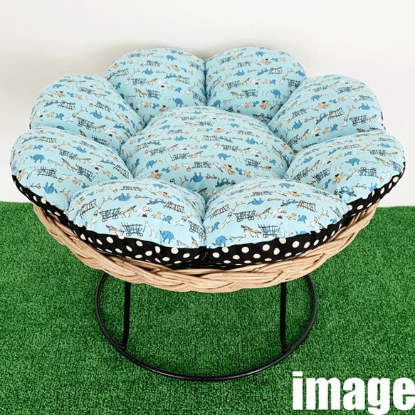 ★籐編籃子床★配以復古面料製成的花墊[寵物床] 第5張的照片