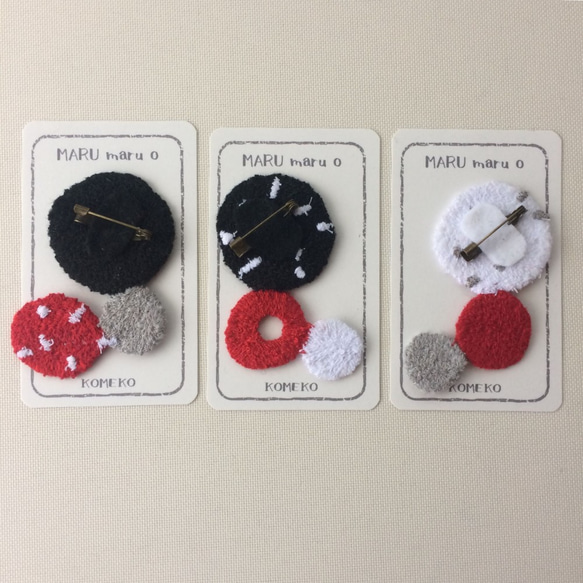 まる×３　刺繍ブローチ 5枚目の画像