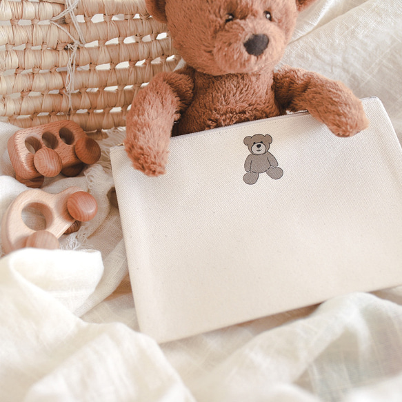 【在庫処分セール】Teddy bear マルチケース マルチポーチ 母子手帳ケース 1枚目の画像