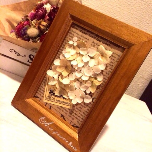 送料込＊紫陽花ドライフラワー＊3Dインテリアフレーム♡ フォト