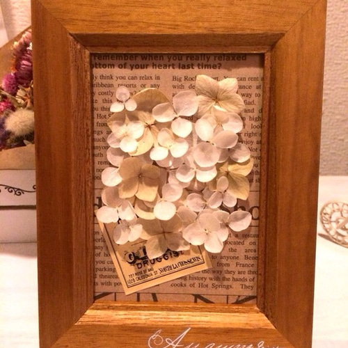 【完売】紫陽花ドライフラワー＊3Dインテリアフレーム♡ 送料込＊紫陽花ドライフラワー＊3Dインテリアフレーム♡ フォト