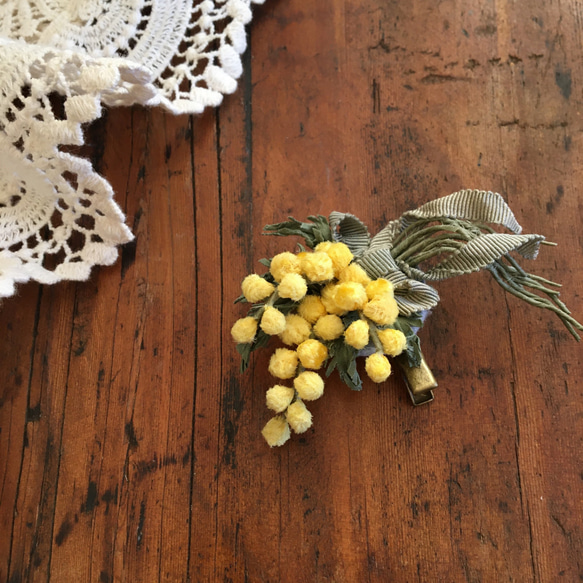 布花コサージュ　ミモザの花束（中） 2枚目の画像