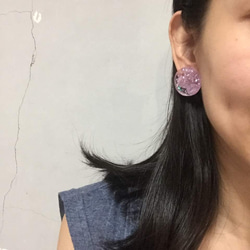 手作設計 《繡球花瓣系列》日系紫色乾燥花耳環 三色供應 耳針/耳夾 #Focuser 第3張的照片