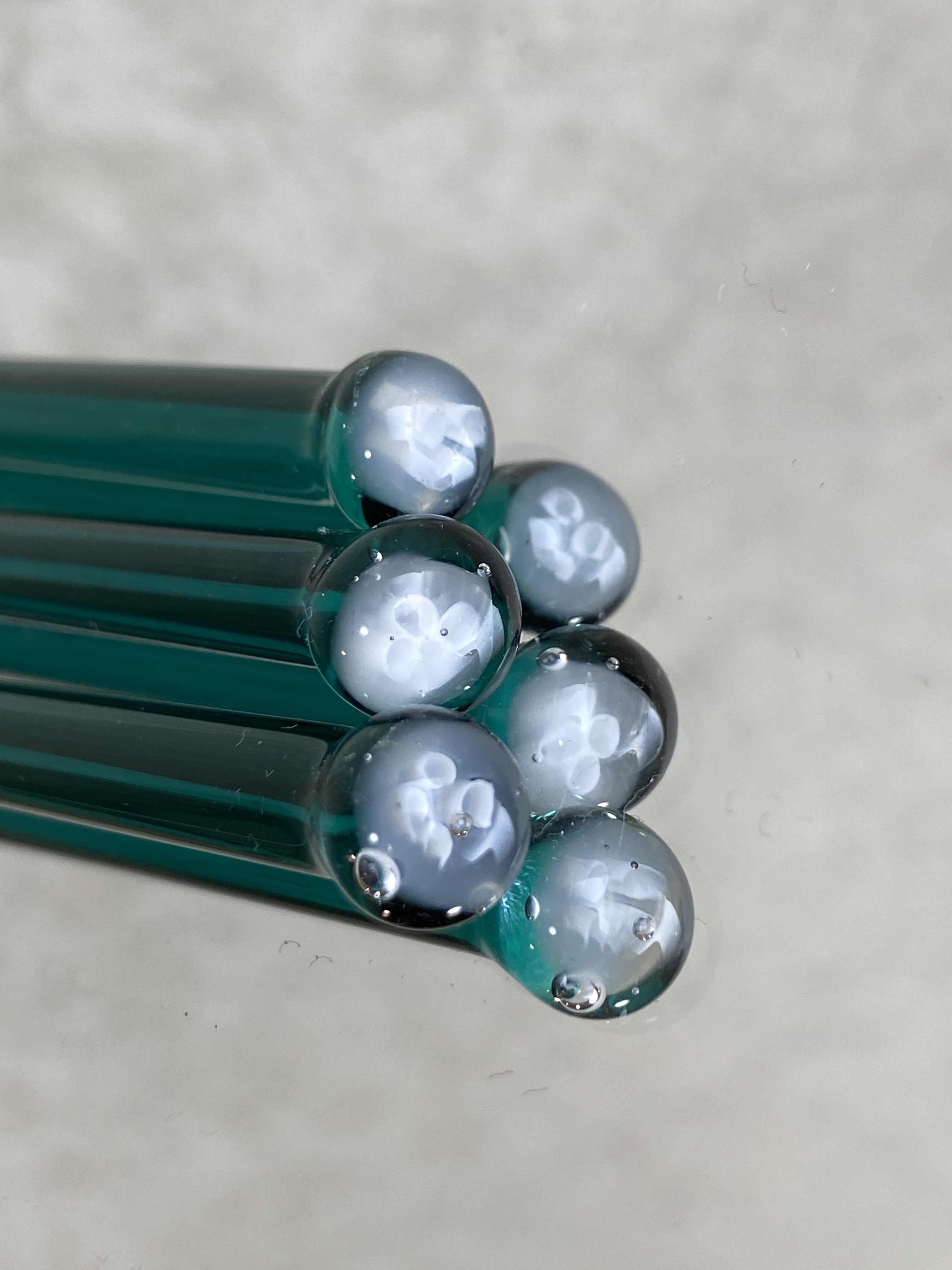 【再販80】a_beeの気まぐれ水中くらげのガラスペン・ピーコックグリーン色（化粧箱付き）