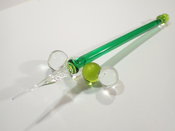 【新色】廉価版ガラスペン・新緑色軸（箱なし） 2枚目の画像