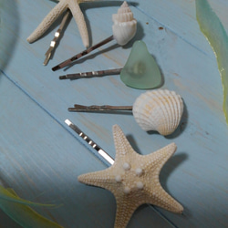 送込⑦ 海と砂浜からの贈り物♥マーメイドヘアピン5本セット　貝殻シェルビーチ海 1枚目の画像