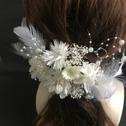 プリザーブドフラワーの紫陽花、かすみ草　ヘッドドレス 　髪飾り　結婚式 成人式  卒業式 6枚目の画像