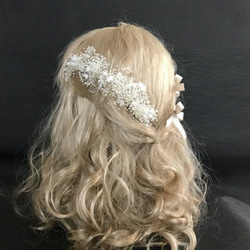 【再販】プリザーブドフラワー　かすみ草　ヘッドドレス  8本　髪飾り　結婚式 成人式  卒業式  シャンパン 6枚目の画像
