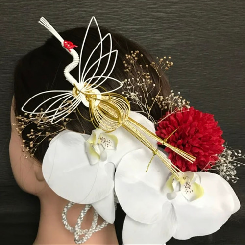 成人式 3000円以下多数】胡蝶蘭 鶴水引 髪飾り マム 結婚式 卒業 成人式 3000円以下多数】胡蝶蘭 鶴水引 髪飾り マム 結婚式 卒業
