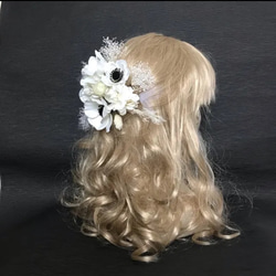 アネモネ　髪飾り  紫陽花   かすみ草  ホワイト系　ヘッドパーツ　卒業式 結婚式 成人式 7枚目の画像
