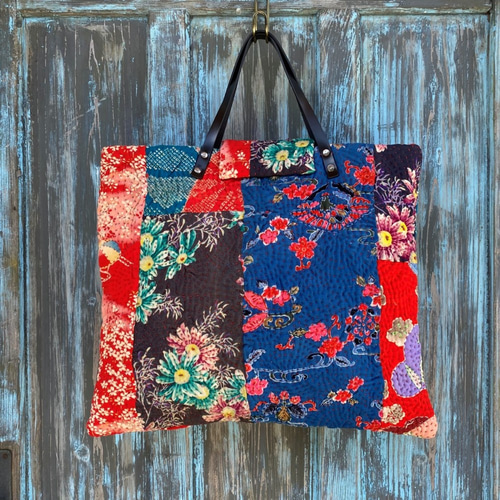 古布藍染】ハンドメイド リメイク パッチワーク 刺し子 キルト