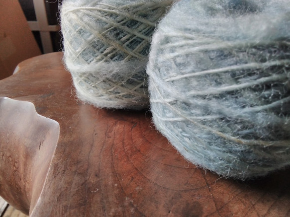 手紡ぎ毛糸　英国産ブルーフェースレスター　インディゴ染め2個で50ｇ 2枚目の画像