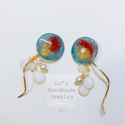 殷紅燦金 101-Way造型UV膠耳環 第2張的照片