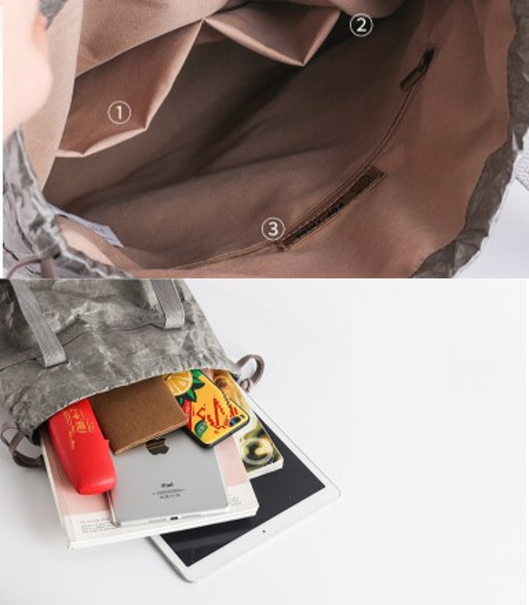 洗浄クラフト紙 ショルダーバッグ トートバッグ ハンドバッグ コンピューターバッグ ドキュメントバッグ ブリーフケース 9枚目の画像