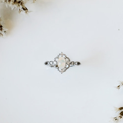 蛋白石 opal 925純銀 戒指 爪鑲宮廷華麗 10月誕生石 第1張的照片