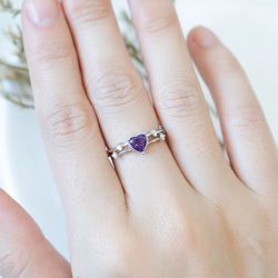 紫水晶 Amethyst 925純銀 戒指 可愛氣質愛心 2月誕生石 第4張的照片