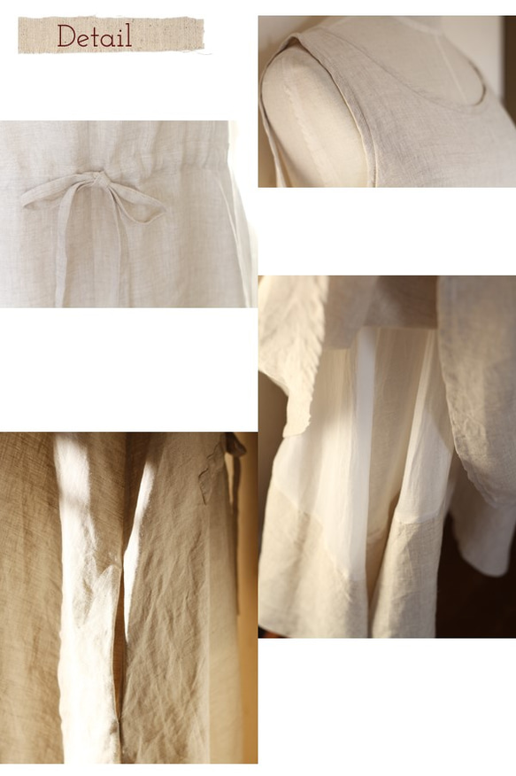 【6L】亞麻/雙層設計/無袖洋裝/有內裡(w-141) 第4張的照片