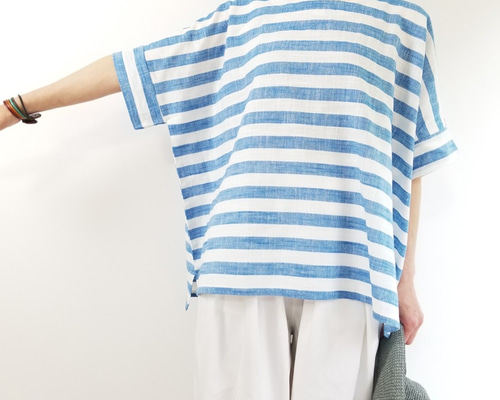 ラストセール　新品未使用　ロエフコットンボーダーTシャツ USAコットンフライスボーダーTシャツ