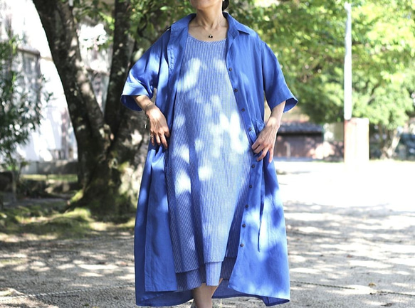 我們可以製作從 SS 到 7L 的尺寸♪ 100%亞麻襯衫外套連身裙 Ruriiro 第5張的照片