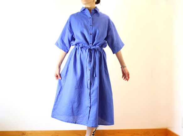 我們可以製作從 SS 到 7L 的尺寸♪ 100%亞麻襯衫外套連身裙 Ruriiro 第1張的照片